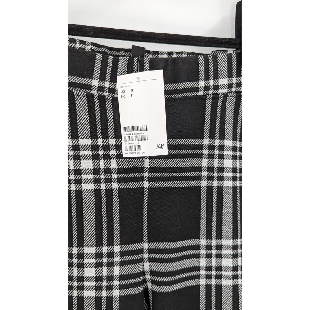 H&M Plaid Pants Trousers Black & White Size Small - Picture 7 of 9
